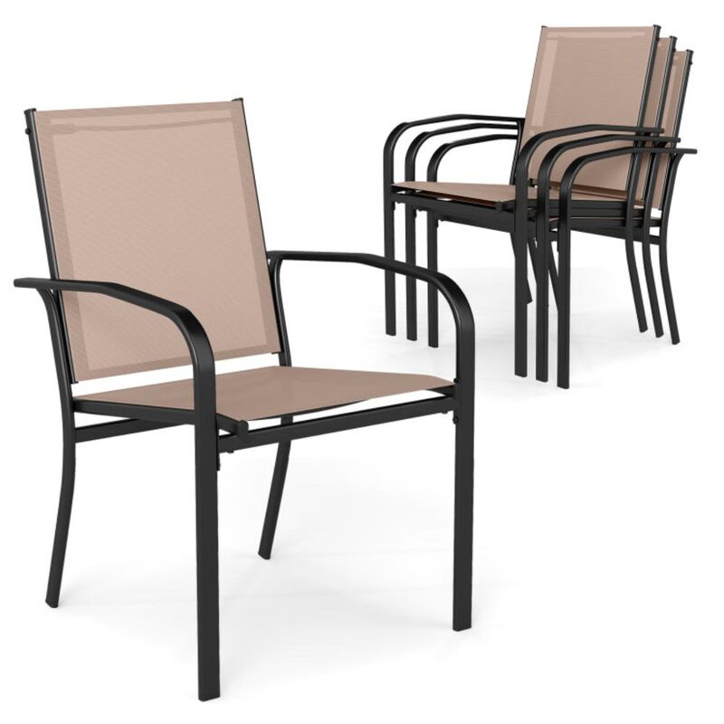 Hivvago Outdoor Dining Chairs Set of 4 with High Back and Metal Frame