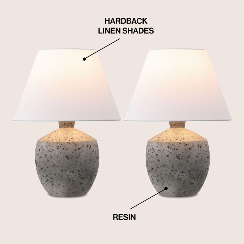 Myron 18" Minimalist Scandinavian Concrete Effect Resin/Iron LED Table Lamp