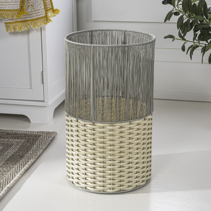Harper Modern 2-Tone Faux Wicker Cylinder Waste Basket