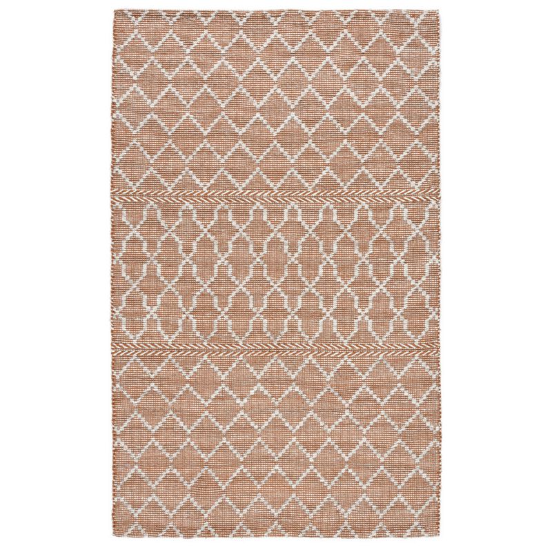 Solk 2 x 3 Small Area Rug, Woven Polyester, Moroccan Lattice, Ivory, Brown