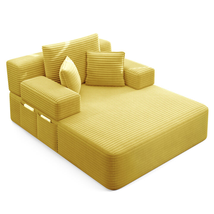 Kopbud Corduroy Chaise Lounge Sofa Bed