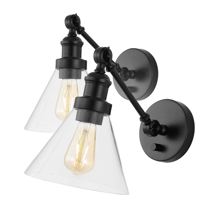 Cowie Iron/Glass Adjustable LED Wall Sconce (Set of 2)