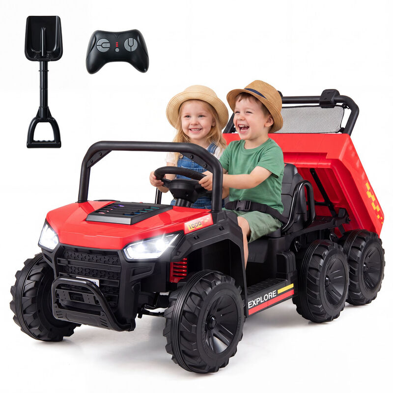 2 Seater 24V Ride On Dump Truck 4WD with Electric Dump Bed and Lights for Kids image number 3