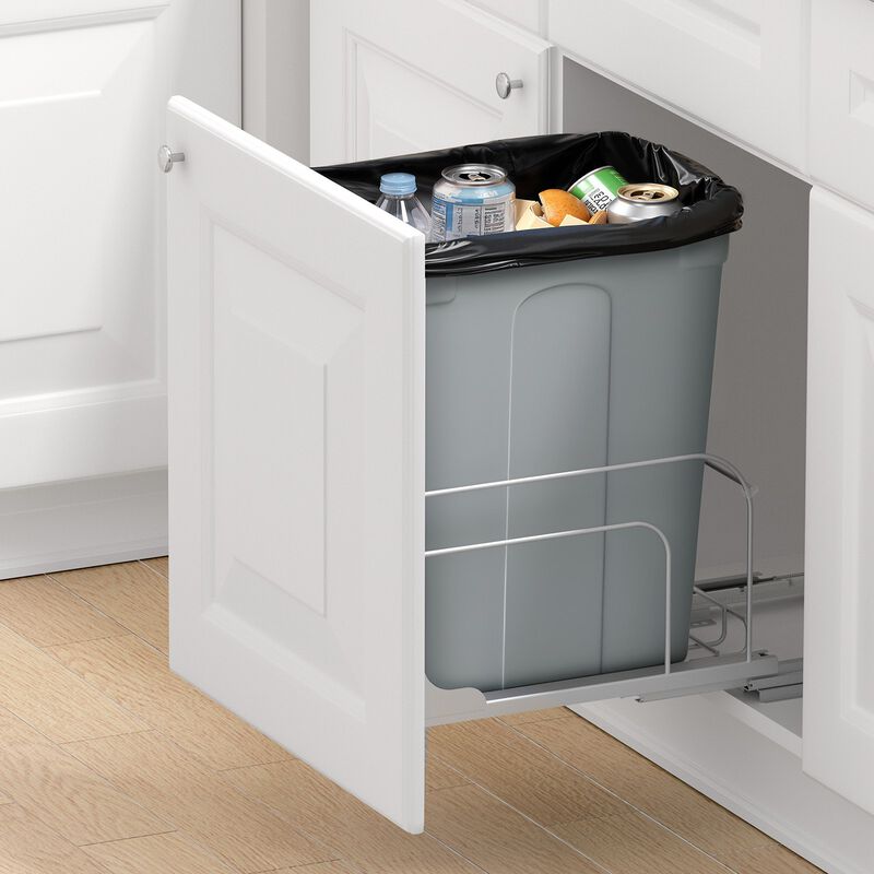 35 Quart Pull-Out Waste basket &ndash; Under Sink Cabinet Waste Container with Soft Close Slides image number 1