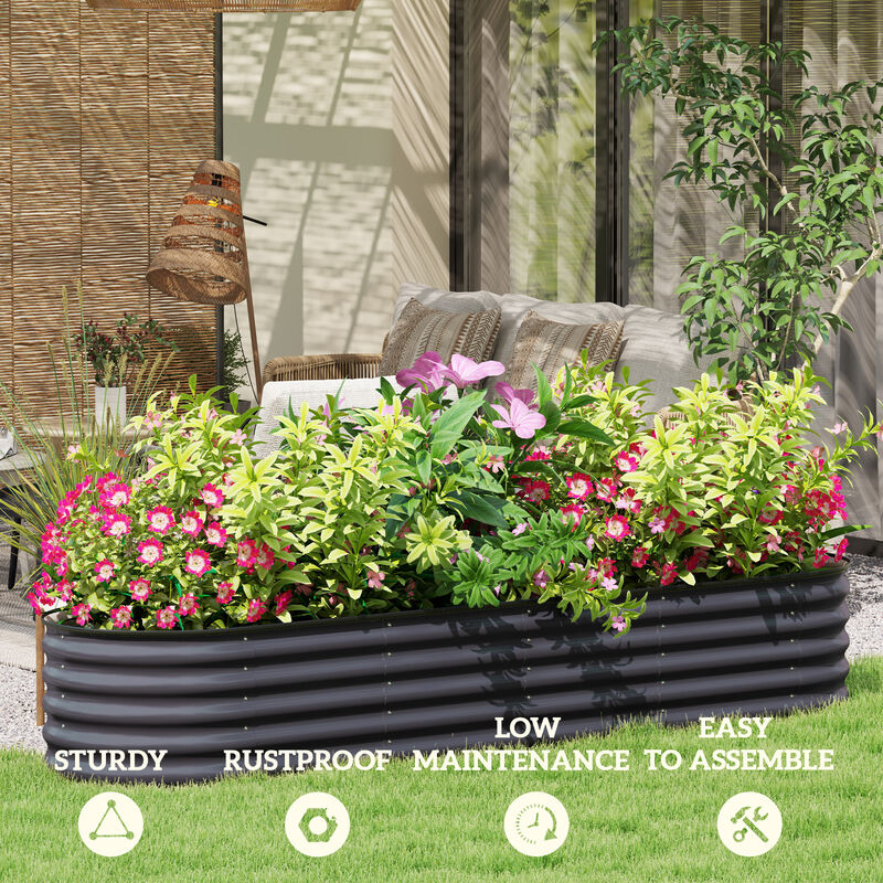 Hivvago Raised Metal Garden Bed with Safety Edges image number 6