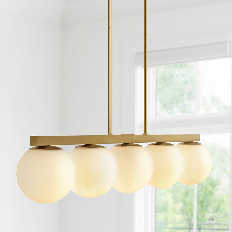 Luca Parisian Modern Glam Iron Globe Linear LED Pendant