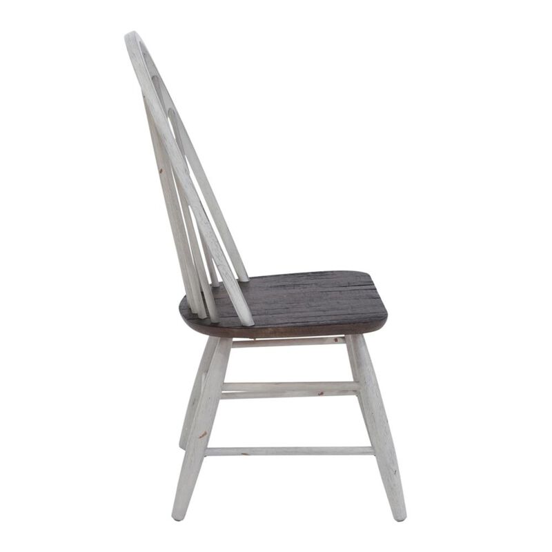 Liberty Furniture Farmhouse Windsor Back Side Chair- Set of 2 in Two Tone White w/ Wood Tone Top image number 3