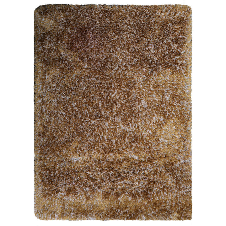 RUGSOTIC CARPETS HAND TUFTED SHAG POLYESTER ECO-FRIENDLY AREA RUGS  - 8'x10', Rectangle, Gold , Solid Plain Design, High Pile Thick Handmade Anti Skid Area Rugs for Living Room, Bed Room K00111