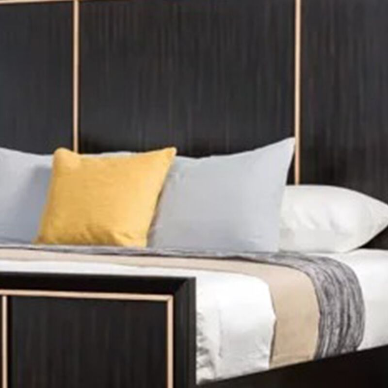 Queen Bedroom Set, Espresso Brown, Gold Wood, 3 Piece Set with 2 Nightstands image number 3