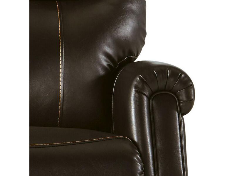 Leatherette Metal Frame Power Lift Recliner with Tufted Back, Brown-Benzara