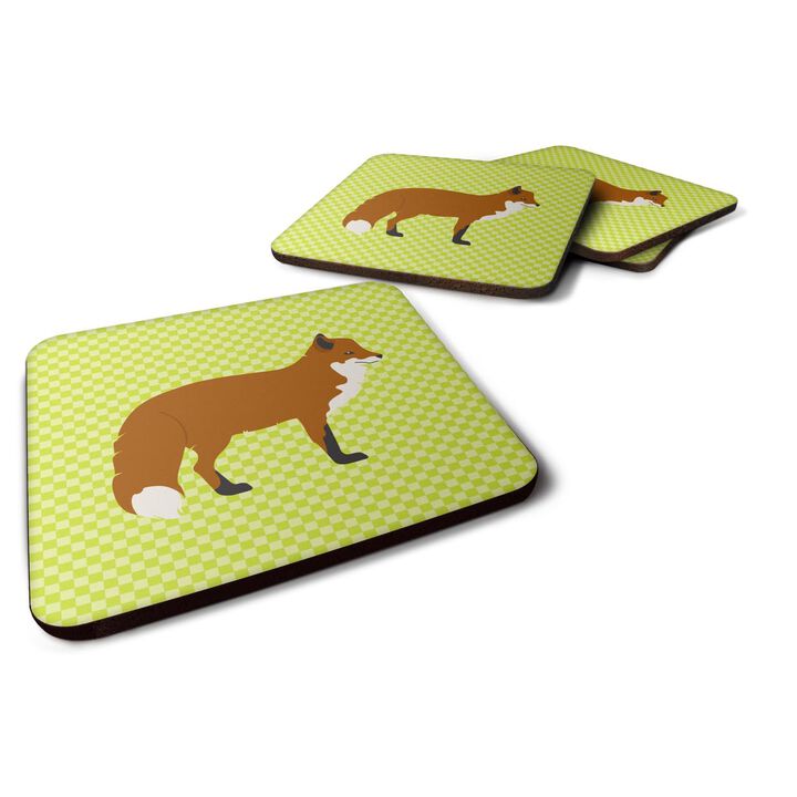 Caroline's Treasures Red Fox Green Decorative Coasters, 3.5, Multicolor