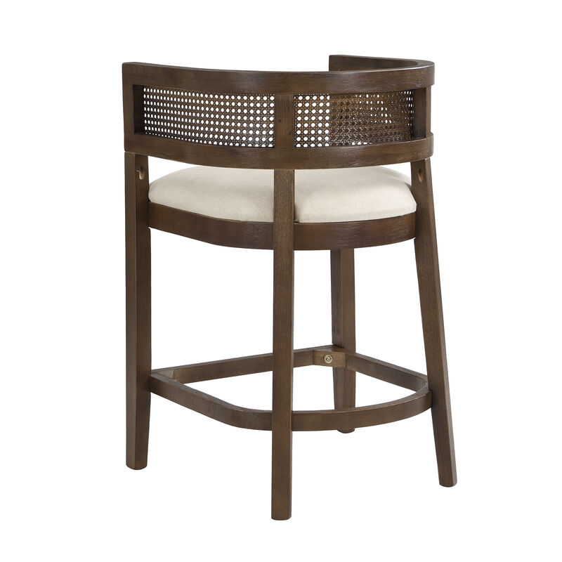 Christopher Knight Home Imamu Contemporary Rubberwood Upholstered Counter Stools with Curved Rattan Back (Set of 2)