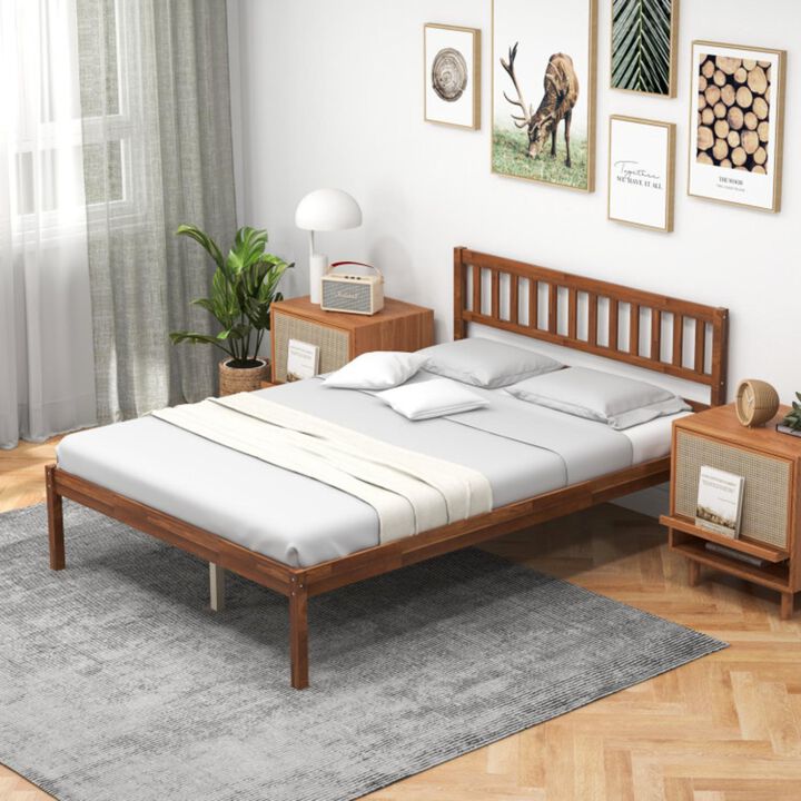 Hivvago Wood Bed Frame with Headboard and Slat Support