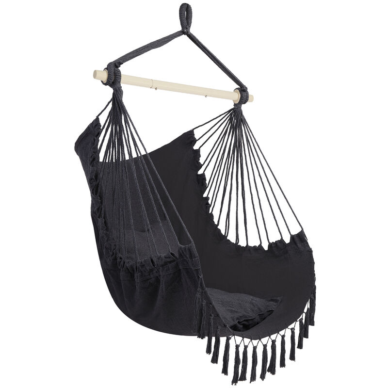 Tassel Hanging Chair with Cushion Indoor & Outdoor Hammock Swing