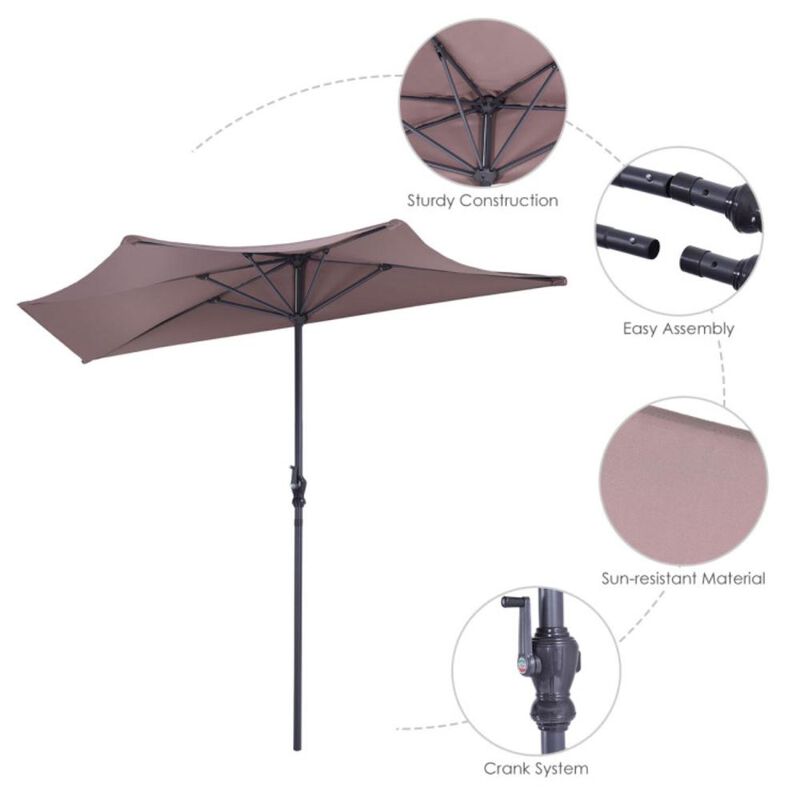 Hivvago Patio Bistro Half Round Umbrella without Weight Base