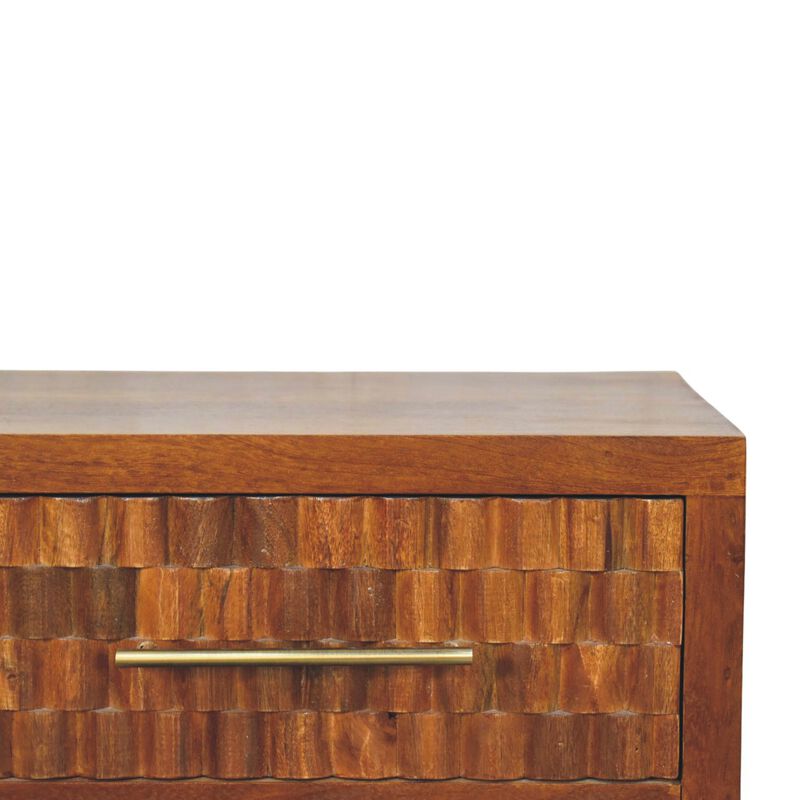 Artisan Furniture Solid Wood Cadiz Carved Shoe Bench, Brown image number 4