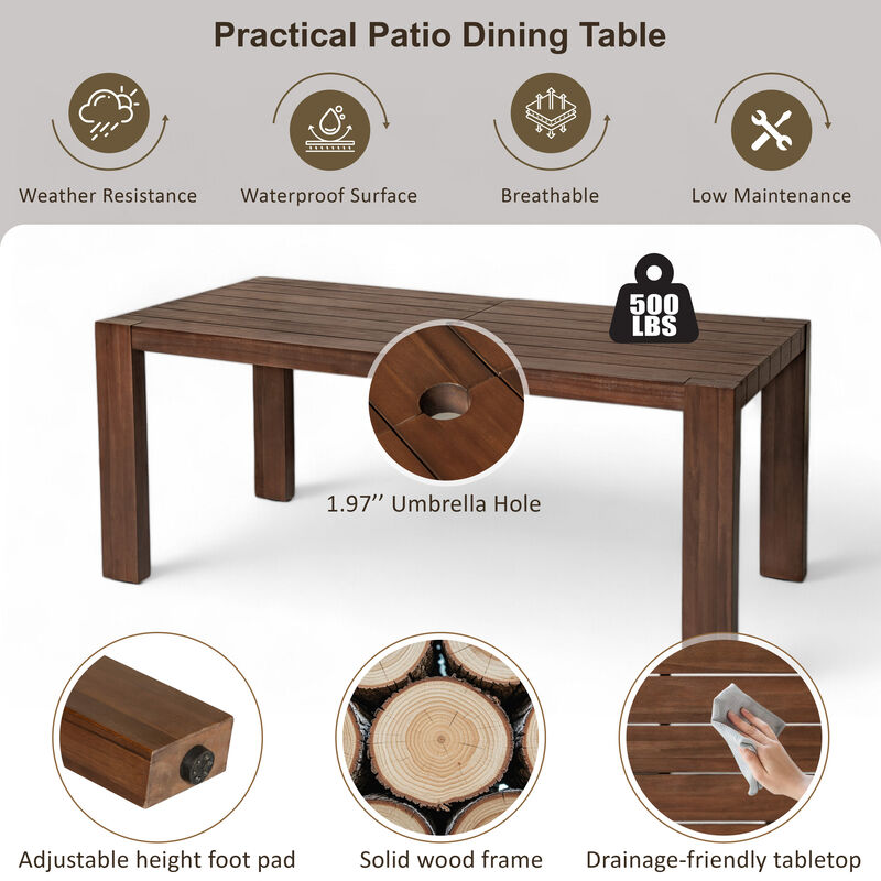 Whisen 7-Piece Outdoor Dining Set for 6 with Beige Fabric Cushions & 70.8" Rectangle Table image number 6