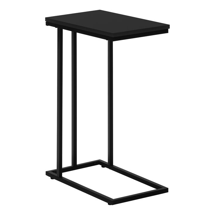 Monarch Specialties I 3467 Accent Table, C-shaped, End, Side, Snack, Living Room, Bedroom, Metal, Laminate, Black, Contemporary, Modern