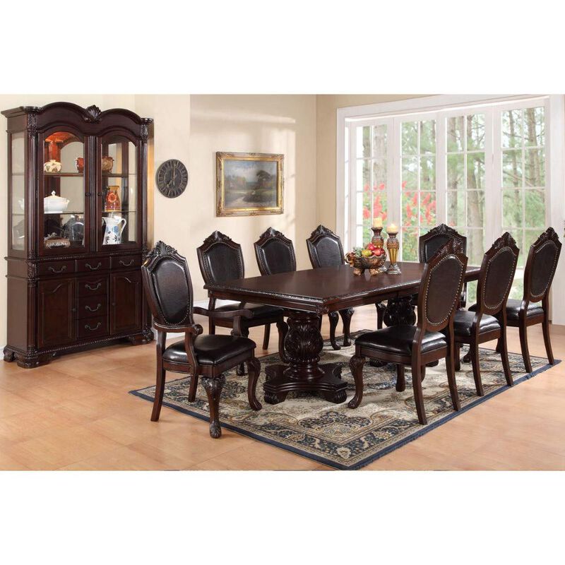 Traditional Rubber Wood Royal Arm Chair Set Of 2 Brown