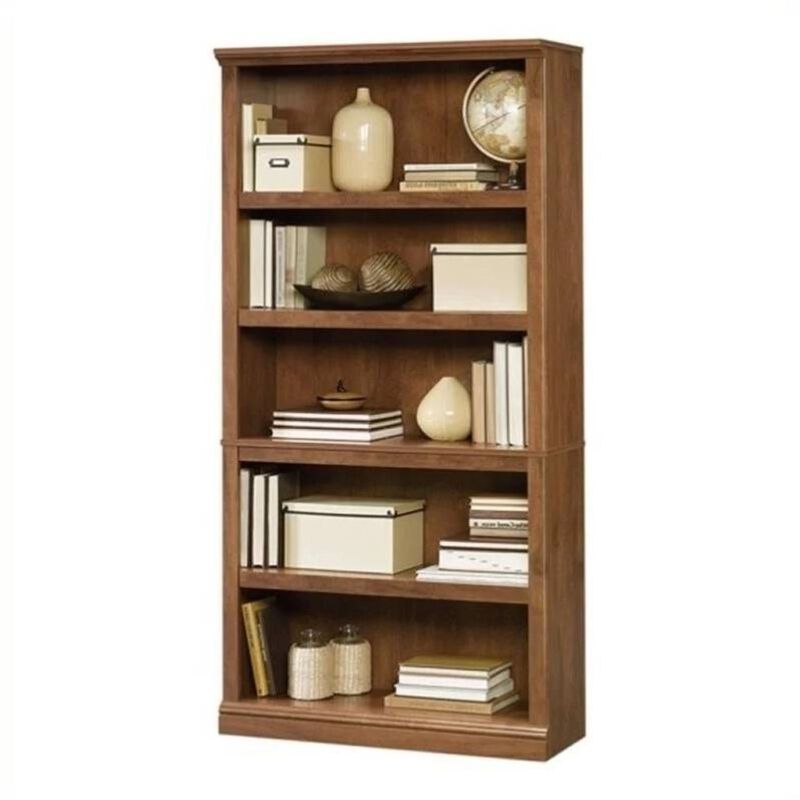 Hivvago 5-Shelf Bookcase in Medium Brown Oak Finish