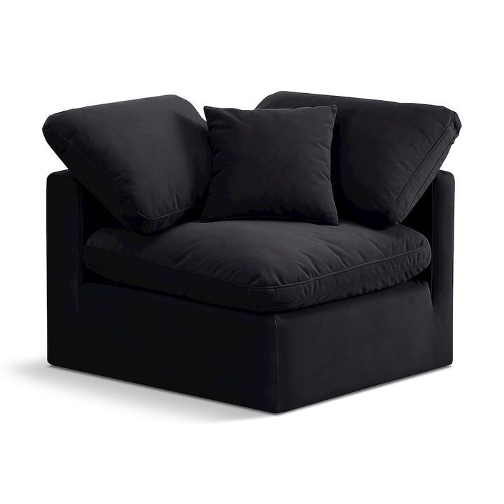 Meridian Furniture Indulge Black Velvet Corner Chair
