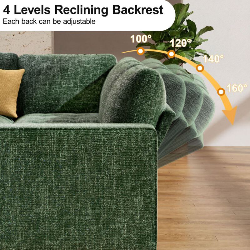 102" L-Shaped Chenille Modular Sectional Sleeper Sofa with Pullout Bed, Reclining Backrest, USB image number 6