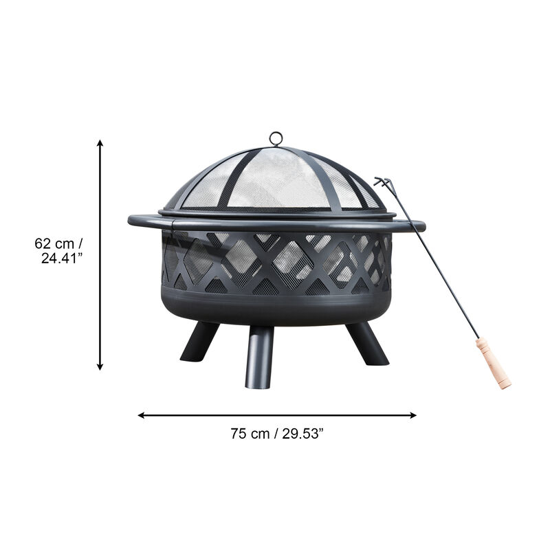 Teamson Home - Outdoor 29.5 Inch Round Steel Wood Burning Fire Pit