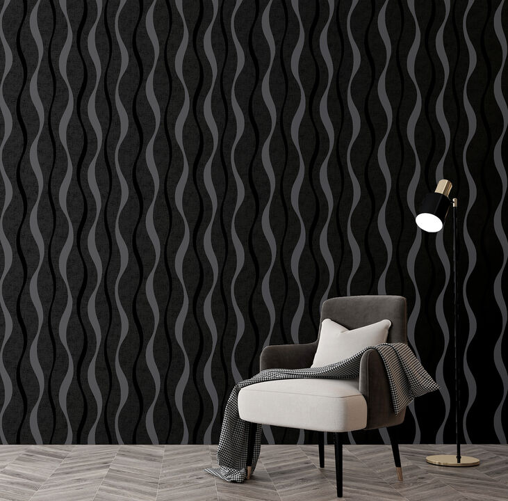 Tazz Black Ribbons Wallpaper