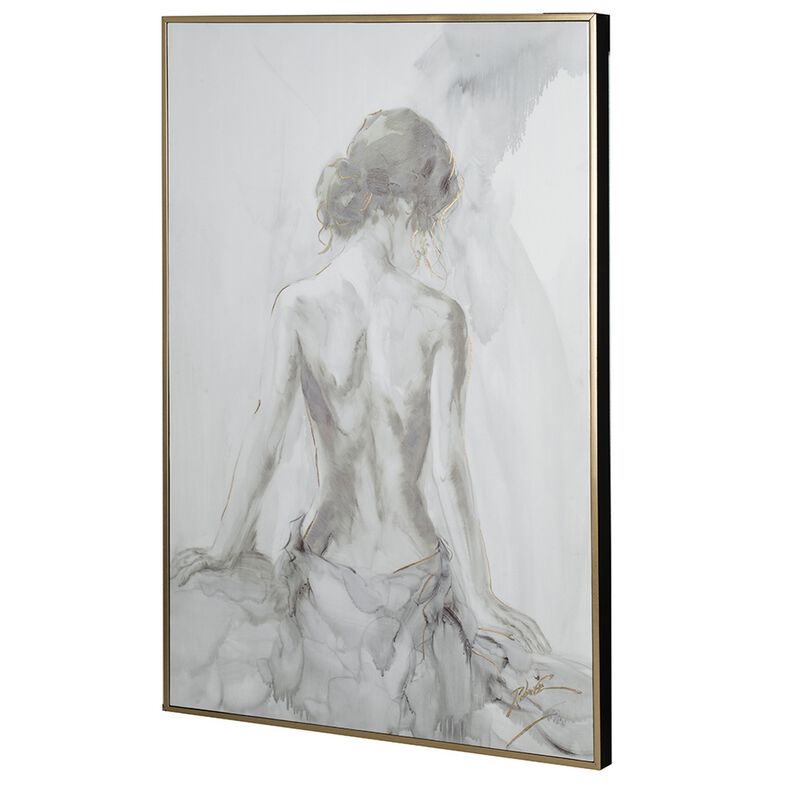 Tia 33 x 49 Hanging Wall Art Portrait Set of 2, Gray Feminine Figure Sketch image number 4