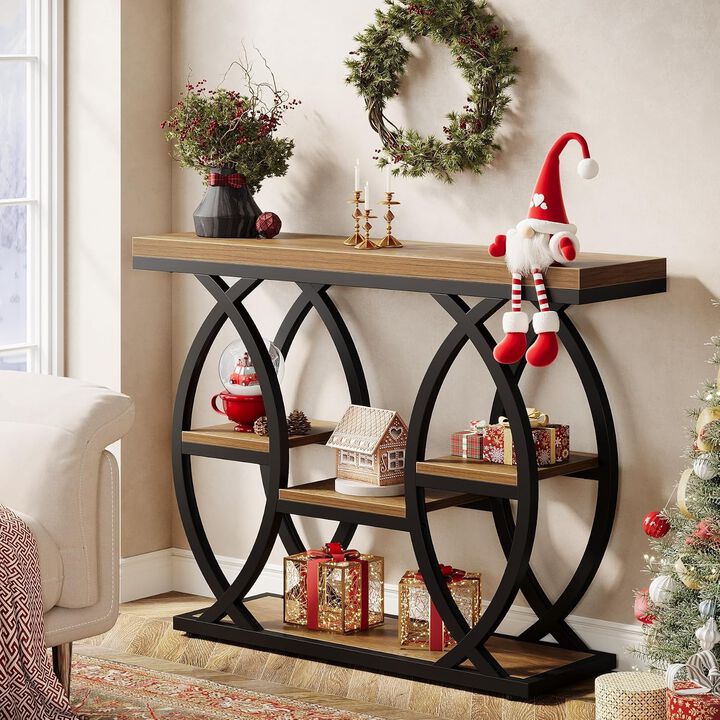 Tribesigns Contemporary 4-Tier Wood Console Table with Storage Shelves