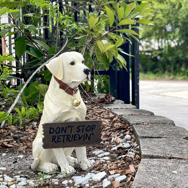 Labrador Retriever Garden Welcome Statue Reversible Sign Don't Stop Retrievin image number 6