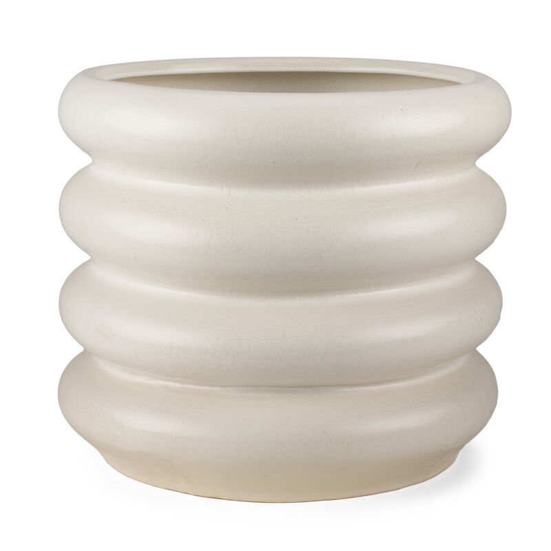 HomeRoots 14" Cream Cylinder Ceramic Table Vase image number 0