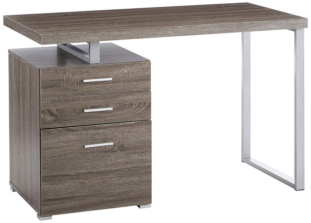 Modish Office Desk with File Drawer, Gray-Benzara