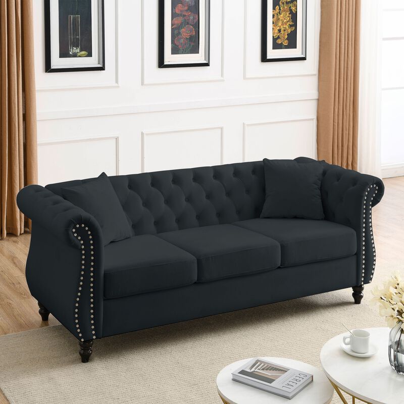 Schalf Velvet 3 Seater Chesterfield Sofa image number 2