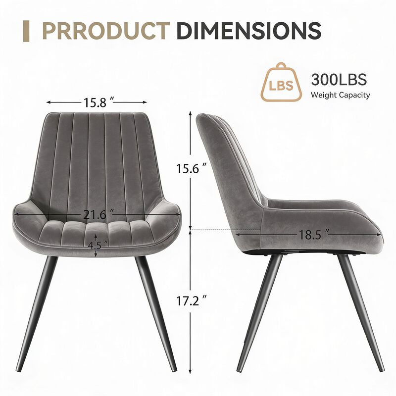 Modern Ribbed Fabric Upholstered Dining Chair Set of 4 image number 7