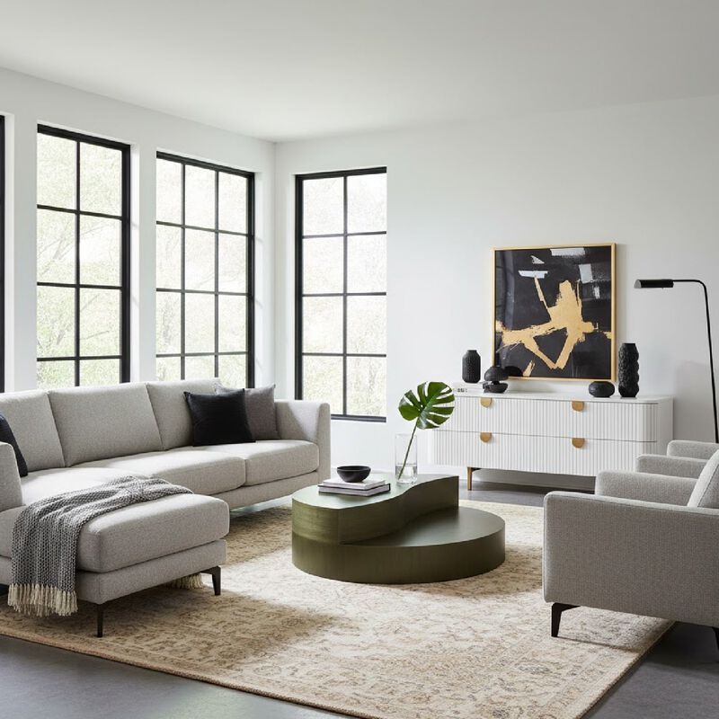 Gray Brass Tiered Coffee Table | OROA Modern Avocet image number 1