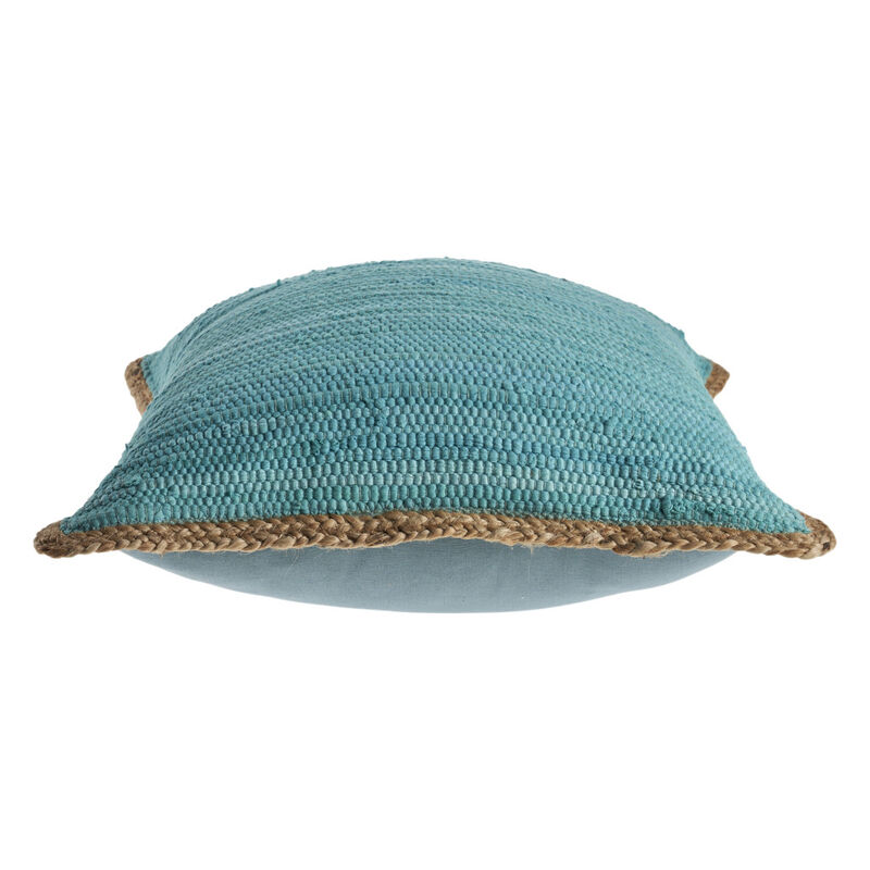 HomeRoots Set of Two 20" Turquoise Cotton And Jute Throw Pillows with Texture image number 2