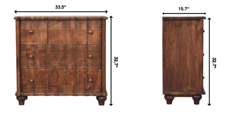 Artisan Furniture Solid Wood Camille Chest,Brown,3-Drawers image number 7