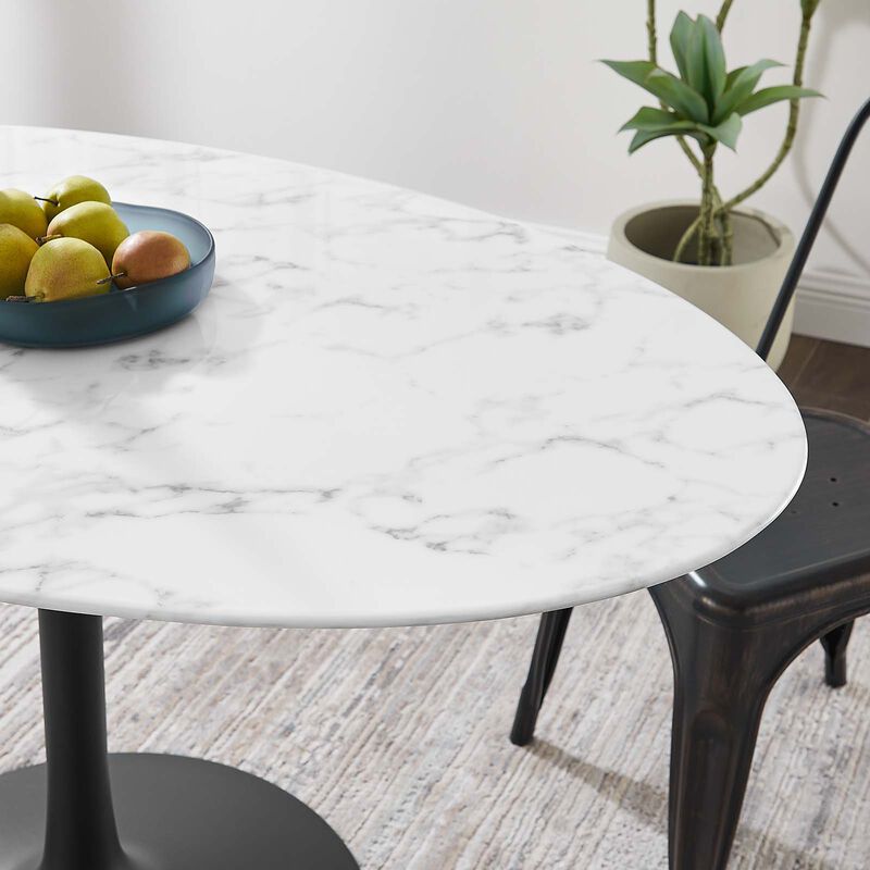Modway - Lippa 54" Oval Artificial Marble Dining Table Black White