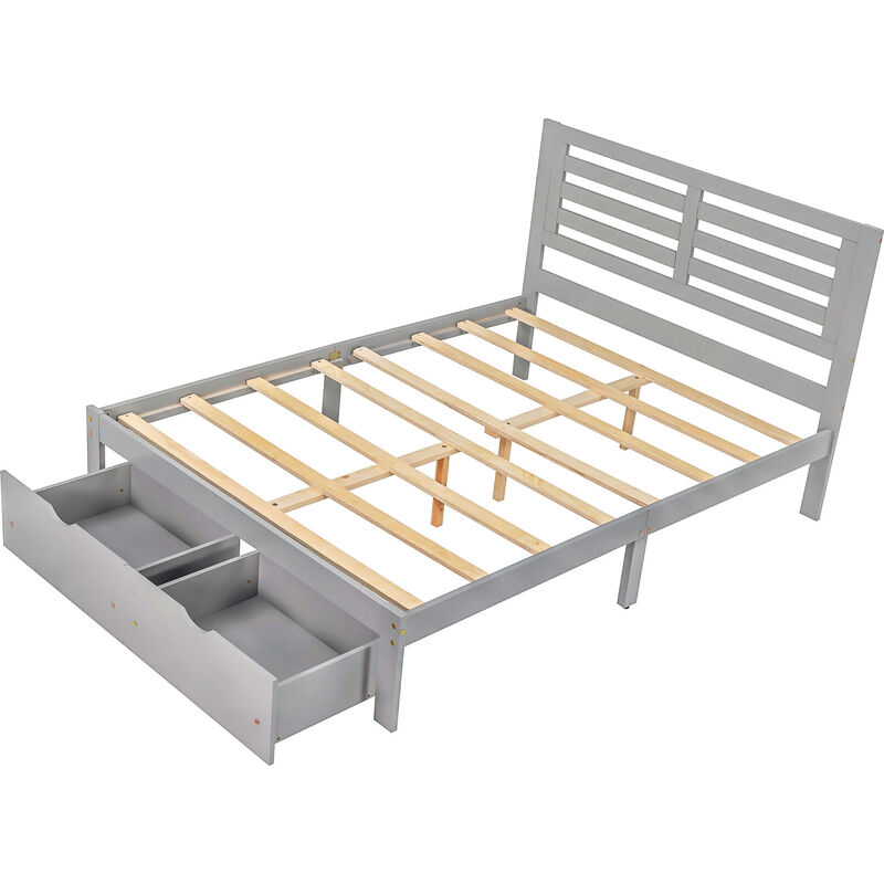 Merax Full Size Platform Bed with Drawers