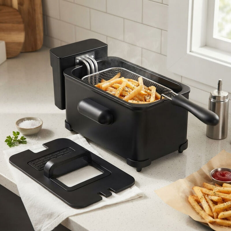 Electric Deep Fryer with Touchscreen Controls 1700W Power and Enamel Oil Tank image number 1