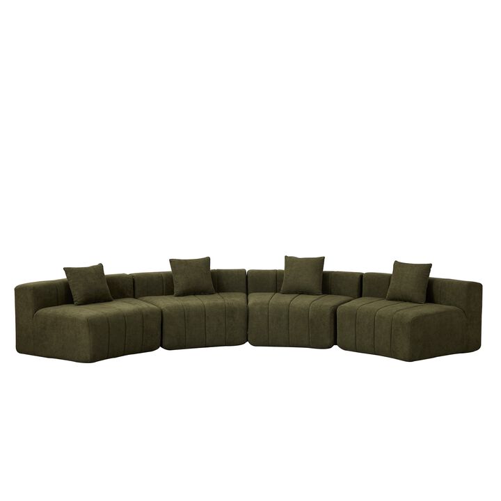 Figkos Morden Chenille curved sectional sofa