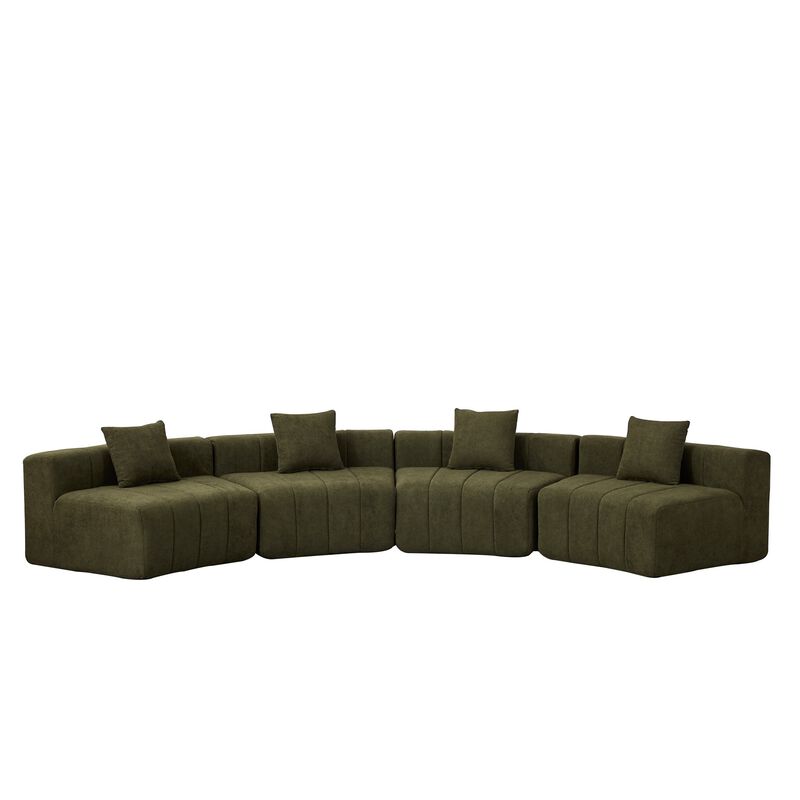 Figkos Morden Chenille curved sectional sofa image number 0