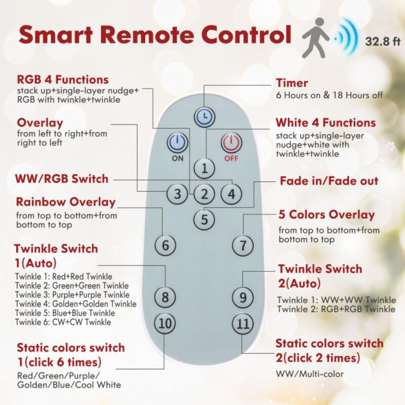 Hivvago 7 FT Artificial Pre-lit Christmas Tree Hinged Xmas Tree with 820 Coral-like Branch Tips
