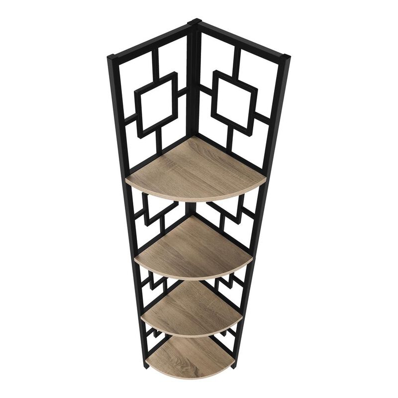 Bookshelf, Bookcase, Etagere, Corner, 4 Tier, 62H, Office, Bedroom