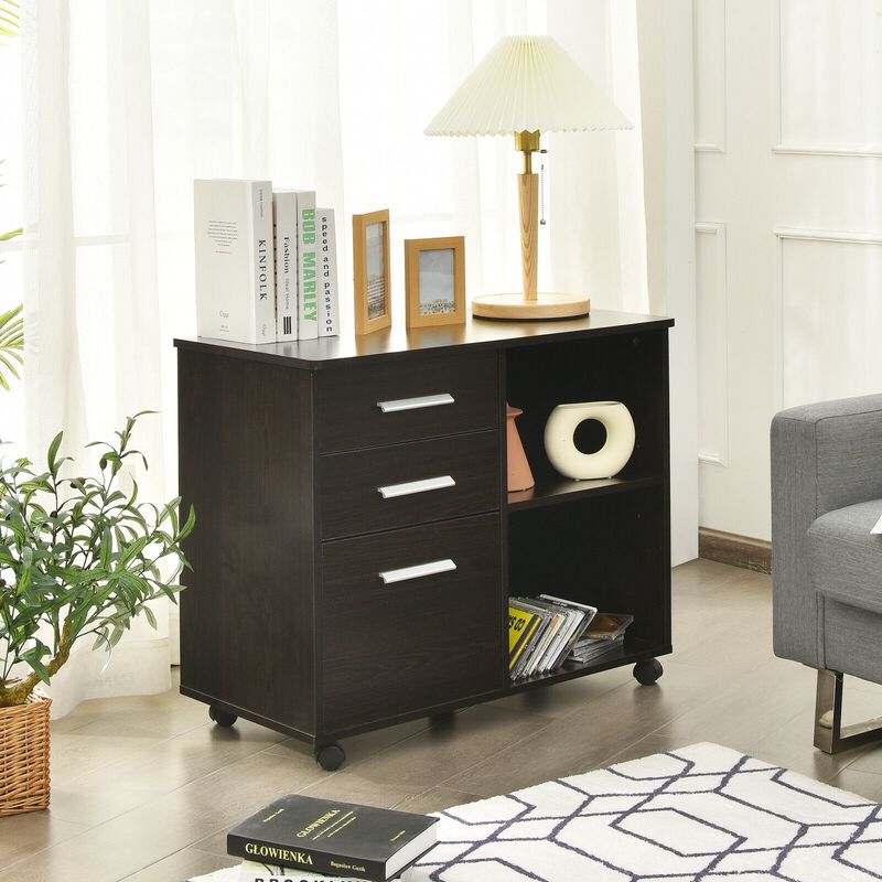 3-Drawer Mobile Lateral File Cabinet Printer Stand image number 1