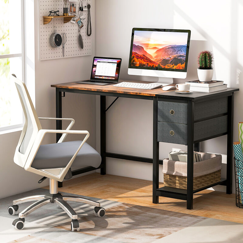 Home Office Desk with 2 Drawers Hanging Hook