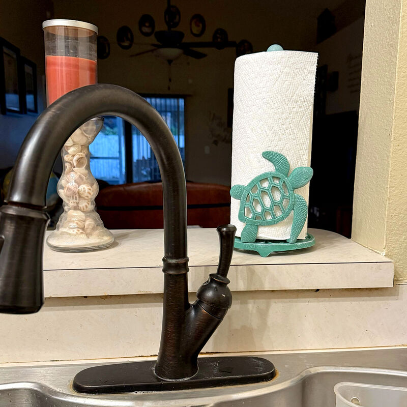Sea Turtle Cast Iron Paper Towel Holder &ndash; Stunning 13&rdquo; Tall Coastal Home Decor image number 6