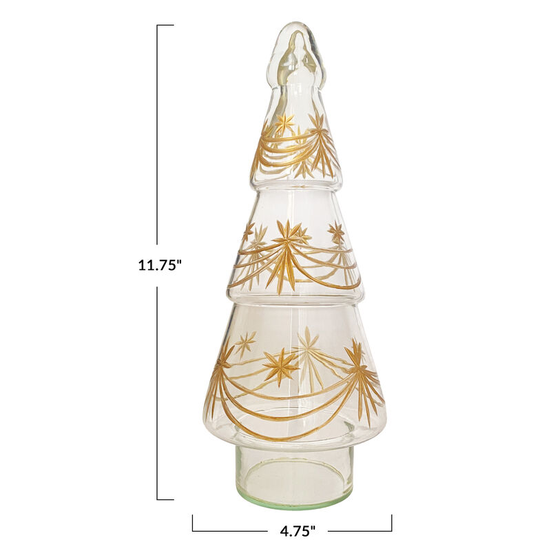 Hand-Etched Gold Glass Tree Sculpture image number 1