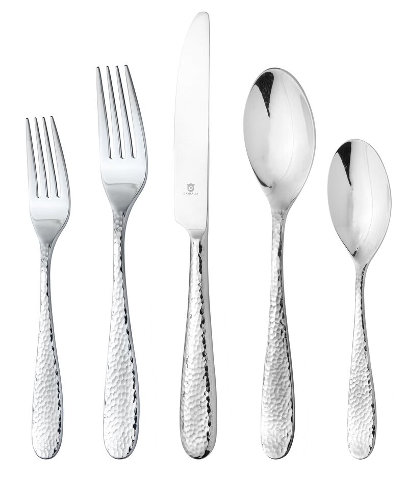 Danialli Fidenza Hammered Silverware Set, Durable 18/10 Stainless Steel Flatware Set, Dishwasher Safe, Built to Last image number 0